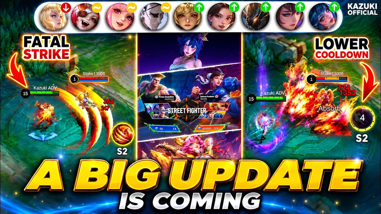 BIG UPDATE: 9 HERO ADJUSTMENTS | FREE SKINS | STREET FIGHTER EVENT & MORE