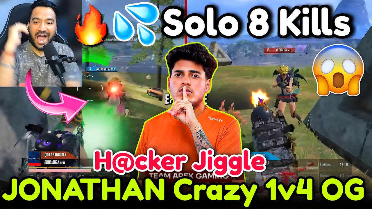 🇮🇳JONATHAN Impossible 1v4 Solo WWCD👑🥵Solo 8 Kills 🖤🔥 APEX vs GODL 💛 background