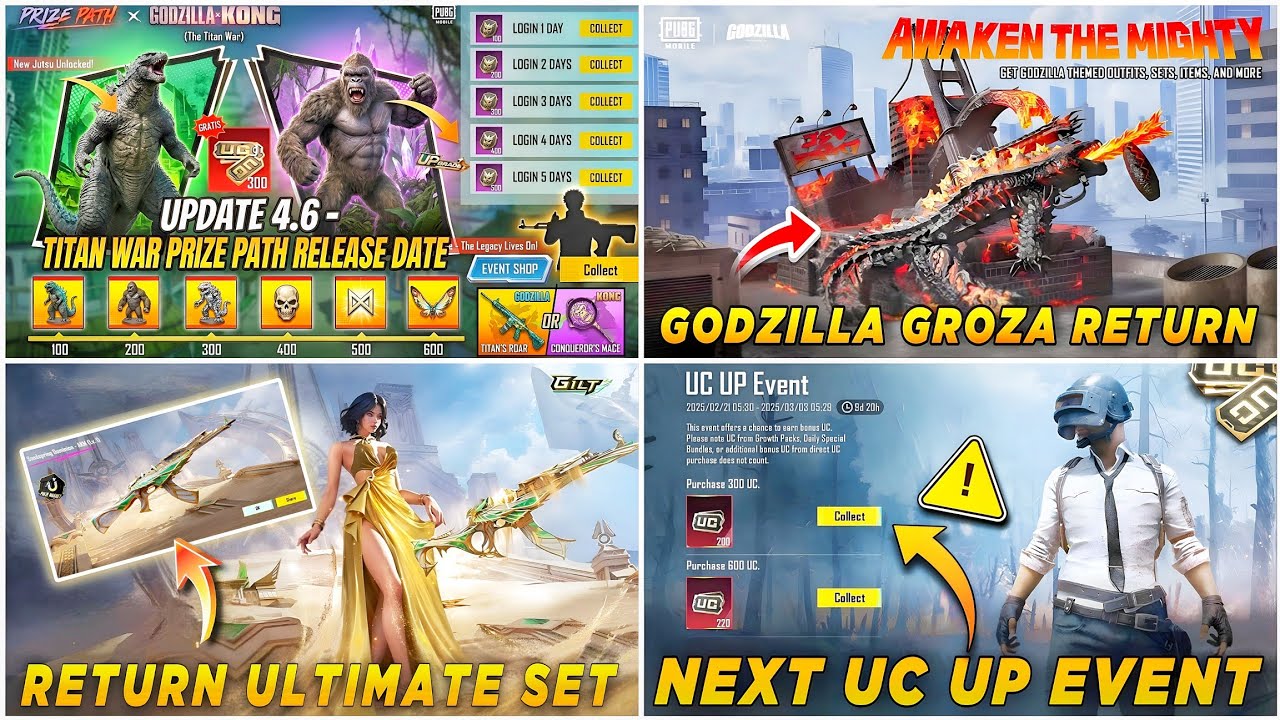 π΄ GODZILLA PRIZE PATH CONFIRM IN BGMI β
GODZILLA GROZA RETURNS π₯ RETURN ULTIMATE SET π€© UC UP EVENT π€―