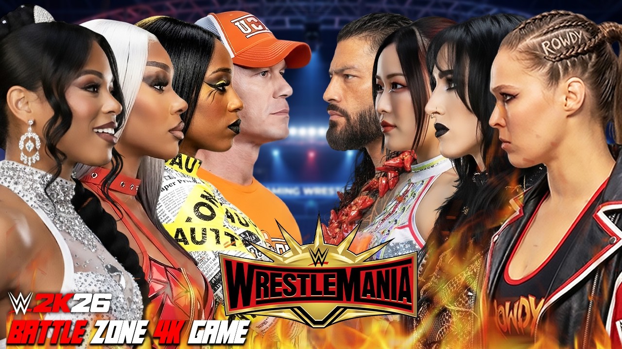 RHEA IYO RONDA REIGNS VS JADE BIANCA NAOMI CENA