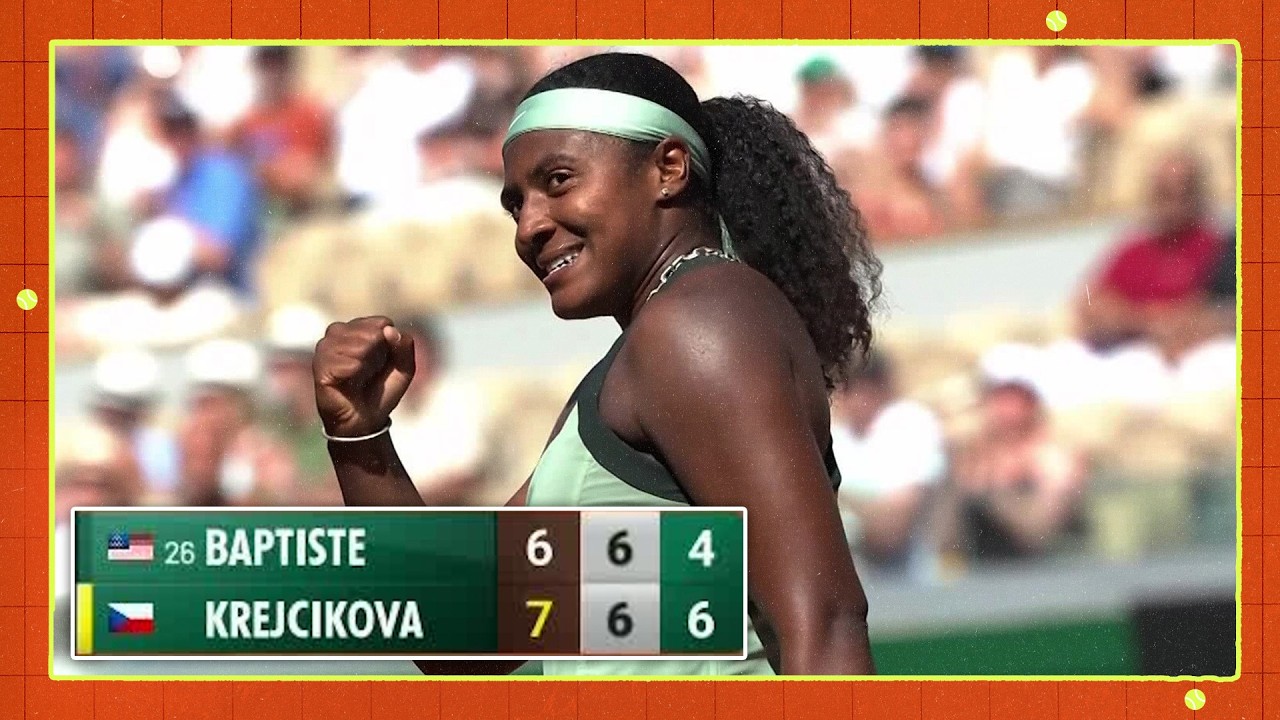 Hailey Baptiste Saves 2 Match Points to Come Back in 1st Round | Roland-Garros 2026 background