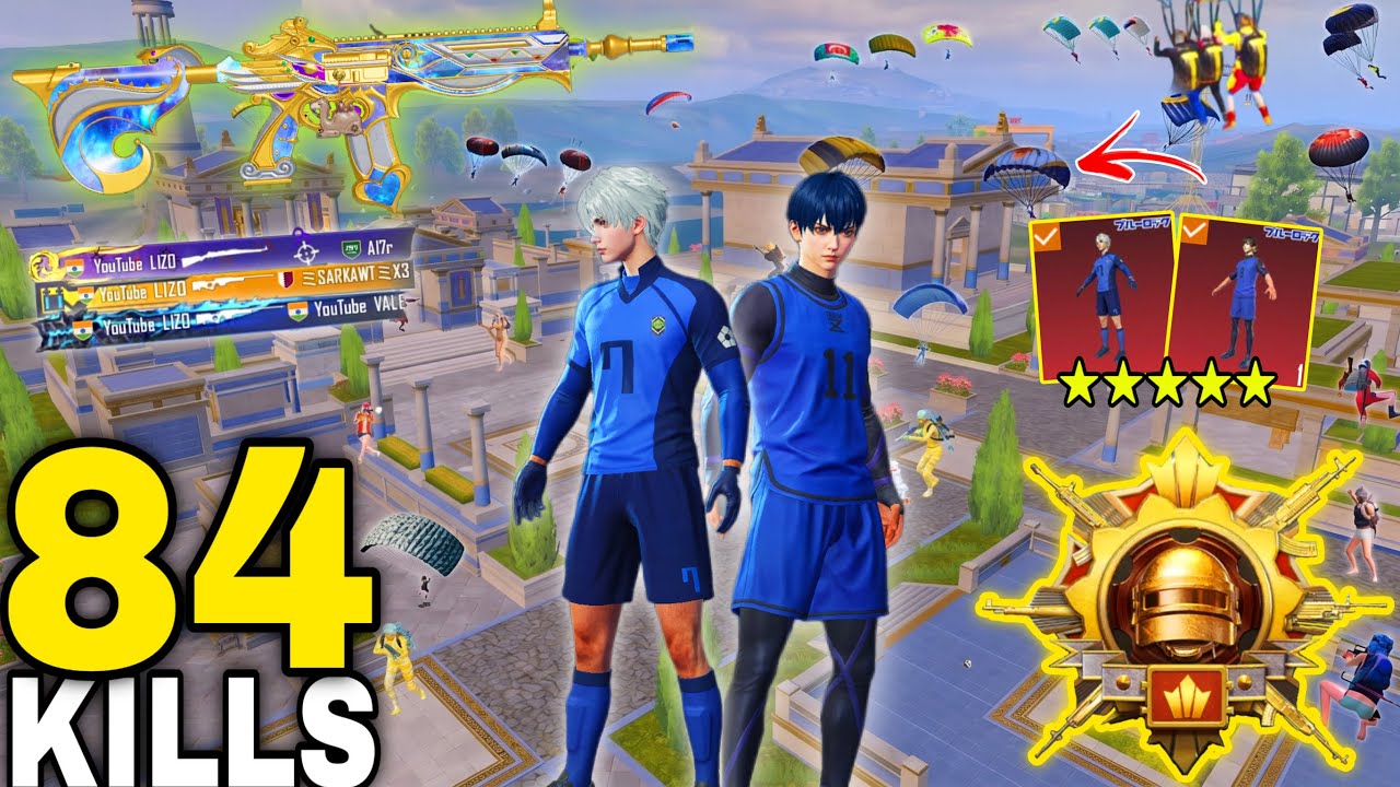 84 KILLS!!😈 IN TWO GAME MY NEW YEAR RECORD w/ BLUE LOCK SET🔥PUBG MOBILE-BGMI