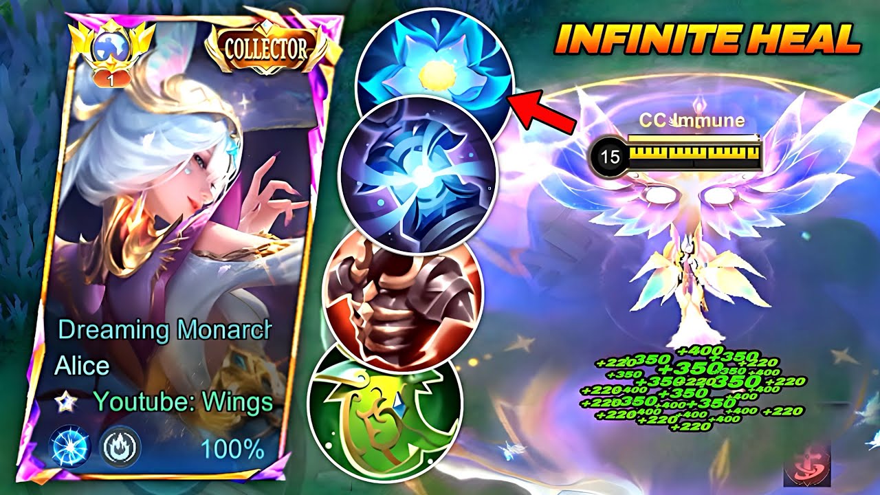 0% CHANCE OF DYING!!π± ALICE INFINITE HEAL BUILD & EMBLEM | ALICE GAMEPLAY MOBILE LEGENDS