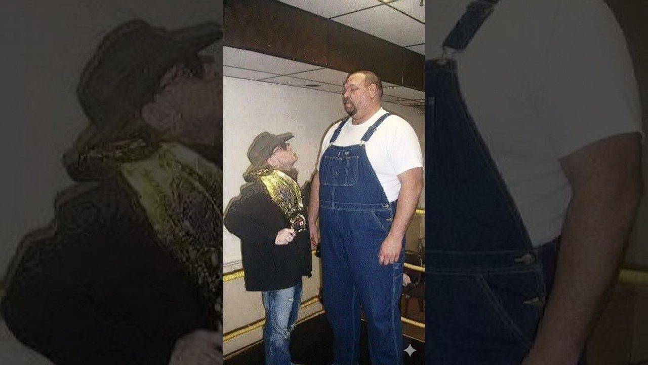 7'3" tall and 550+lbs. Giant monster completely Destroys smaller wrestler with a nasty STINK FACE
