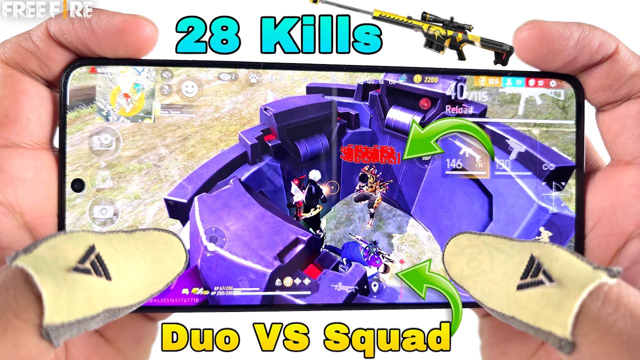 poco x6 pro gaming phone free fire gameplay duo vs squad full map with 3 finger handcam background