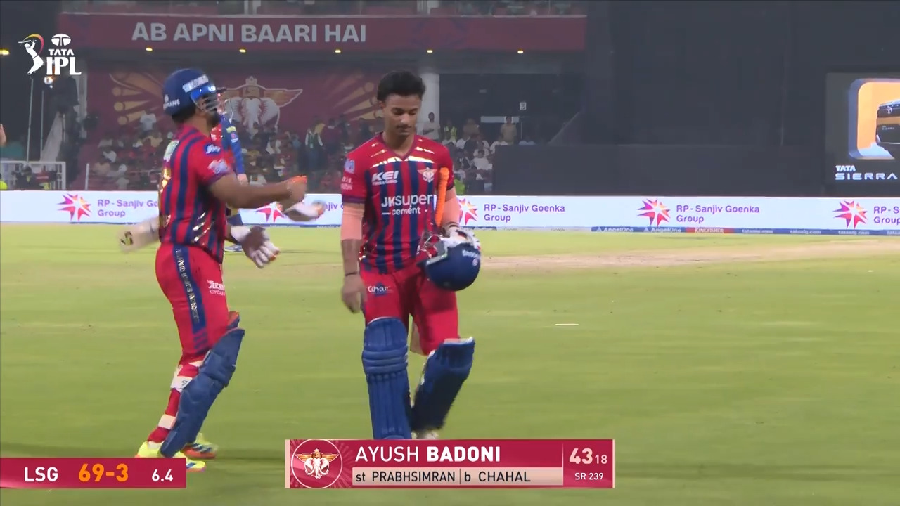 IPL 2026 M68: LSG vs PBKS - Ayush Badoni Wicket