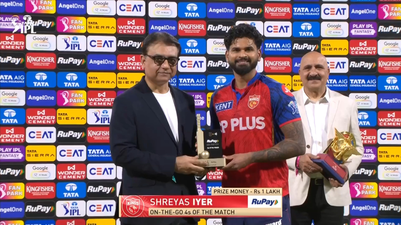 IPL 2026 M68: LSG vs PBKS - RuPay On-The-Go 4s of the Match - Shreyas Iyer background