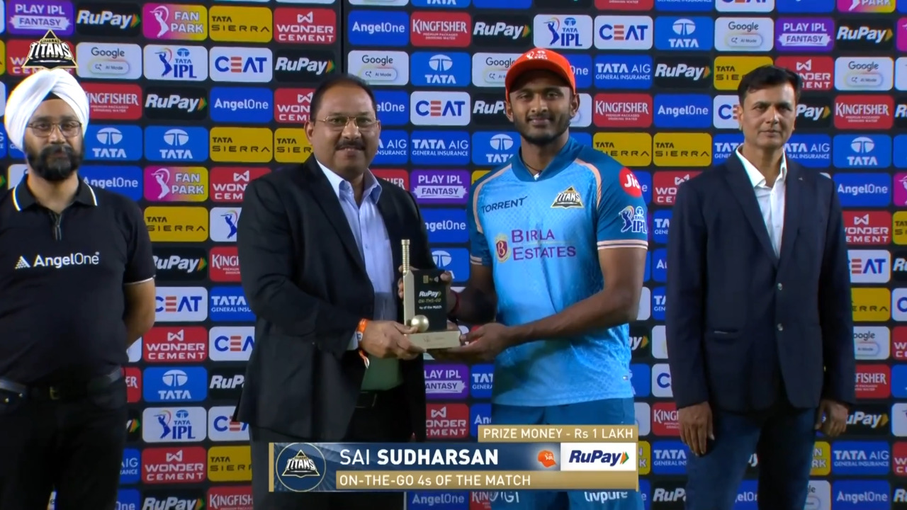 IPL 2026 M66: GT vs CSK - RuPay On-The-Go 4s of the Match - Sai Sudharsan background
