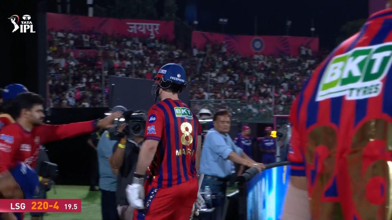IPL 2026 M64: RR vs LSG - Mitchell Marsh Wicket background