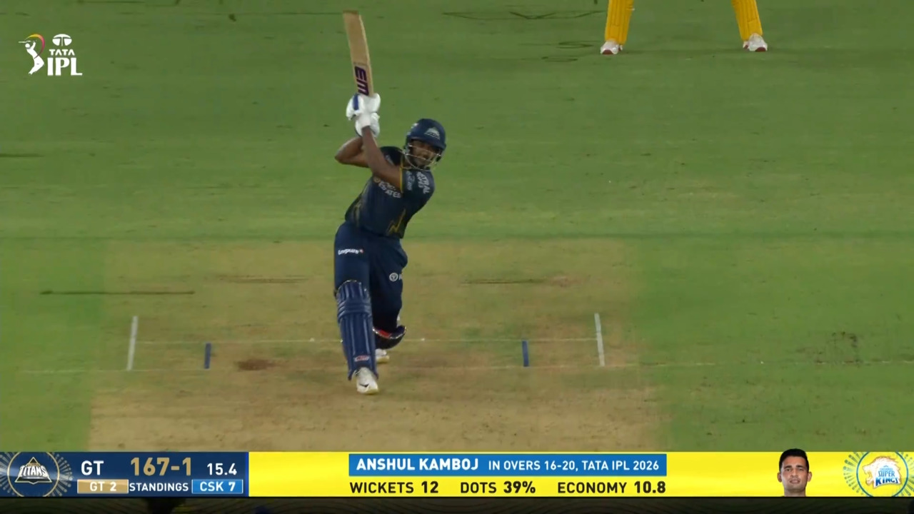 IPL 2026 M66: GT vs CSK - Sai Sudharsan Six