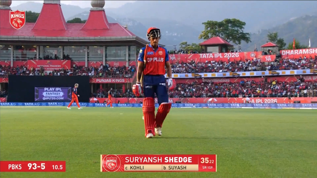 IPL 2026 M61: PBKS vs RCB - Suryansh Shedge Wicket background