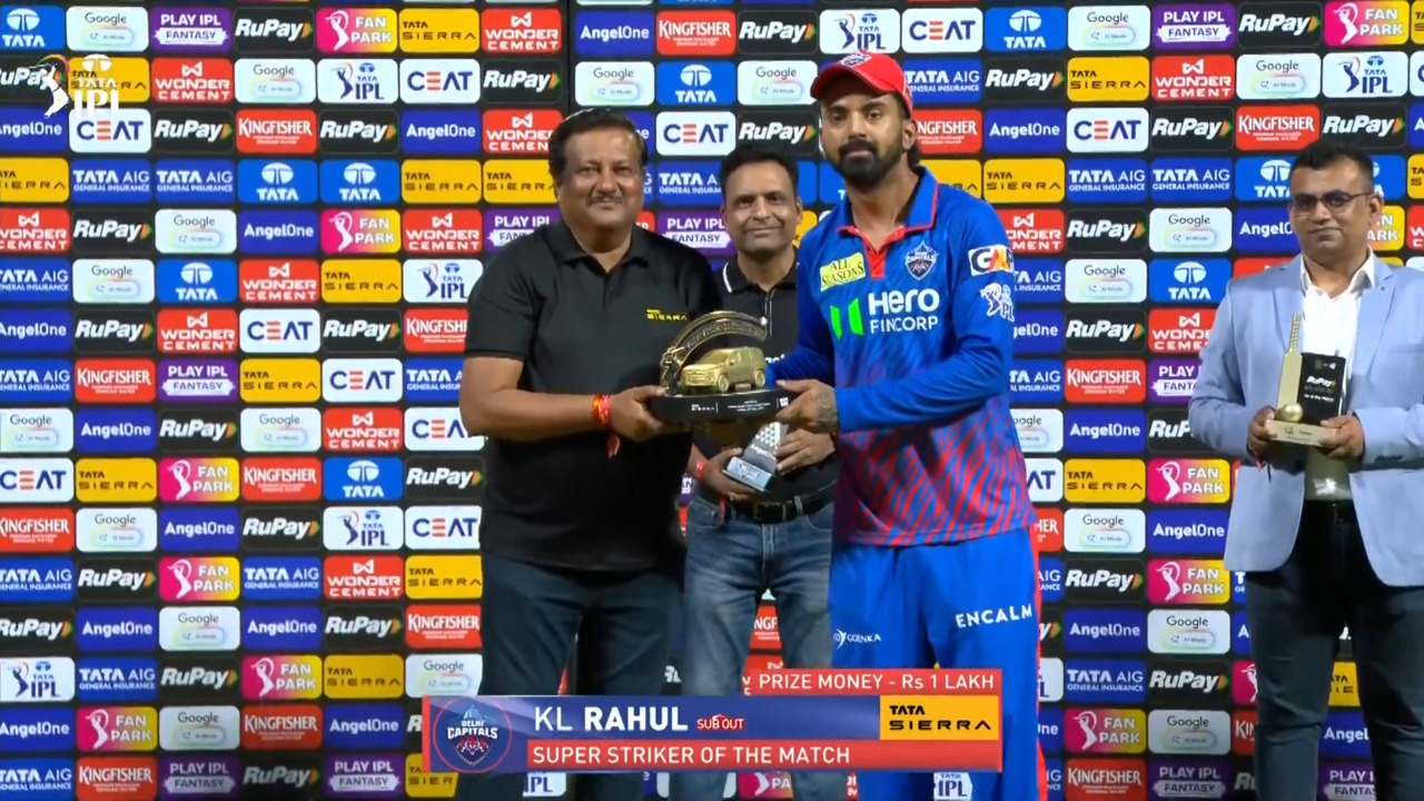 IPL 2026 M70: KKR vs DC - Sierra Super Striker of the Match - KL Rahul background