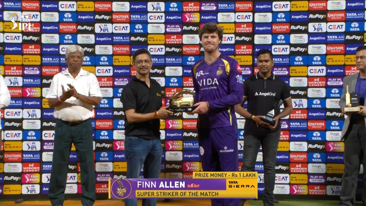 IPL 2026 M60: KKR vs GT - Sierra Super Striker of the Match - Finn Allen background