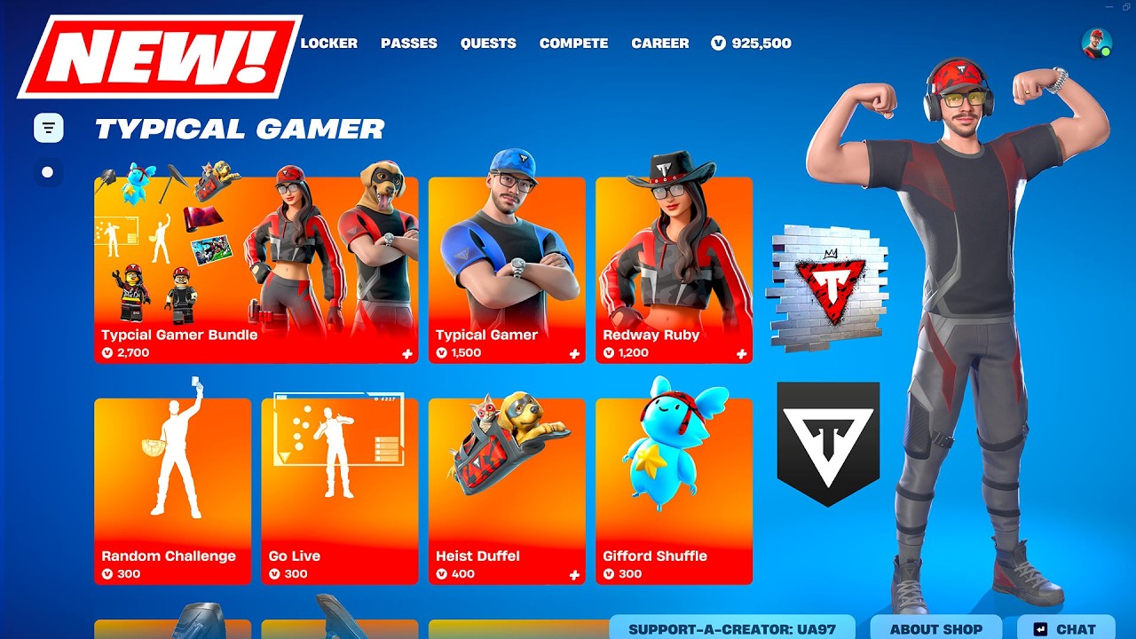NEW ICON Series Typical Gamer Skins & Emotes Item Shop Full BUNDLE Showcase Fortnite! background