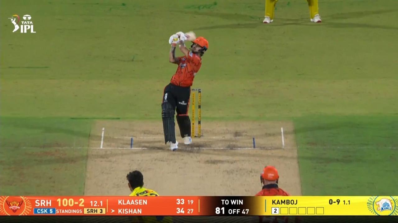 IPL 2026 M63: CSK vs SRH - Ishan Kishan Six background