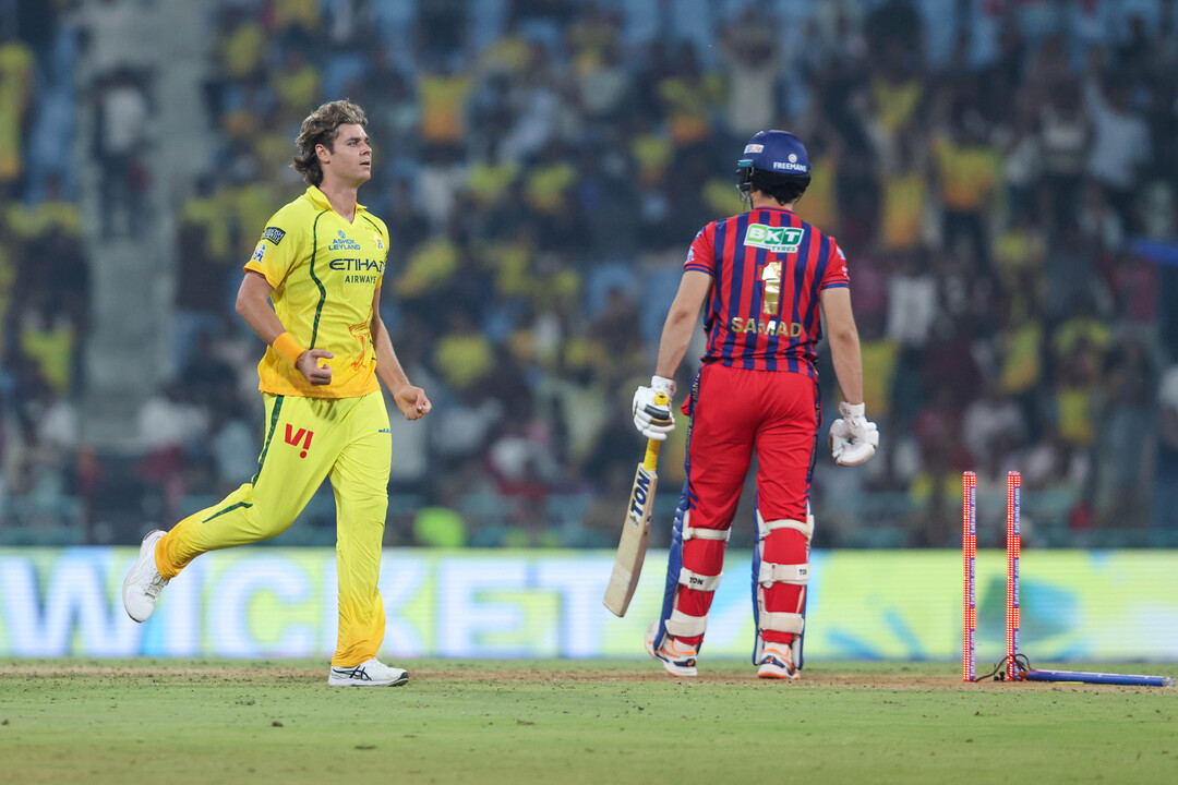 SIX AND OUT! Spencer Johnson uproots the middle stump