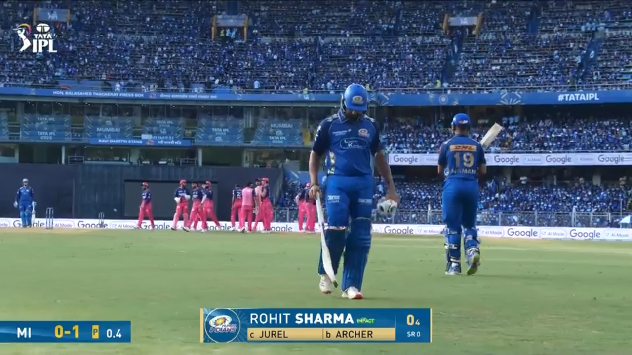 IPL 2026 M69: MI vs RR - Rohit Sharma Wicket