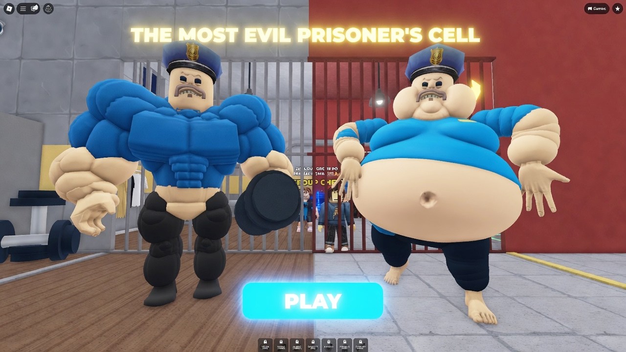 FIT VS FAT PRISON RUN Obby New Update - Roblox All Bosses Battle FULL GAME Walkthrough All Items background