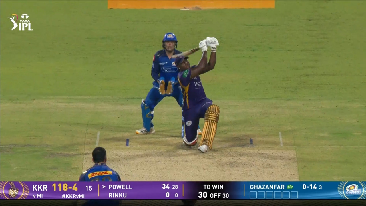 IPL 2026 M65: KKR vs MI - Rovman Powell Six background