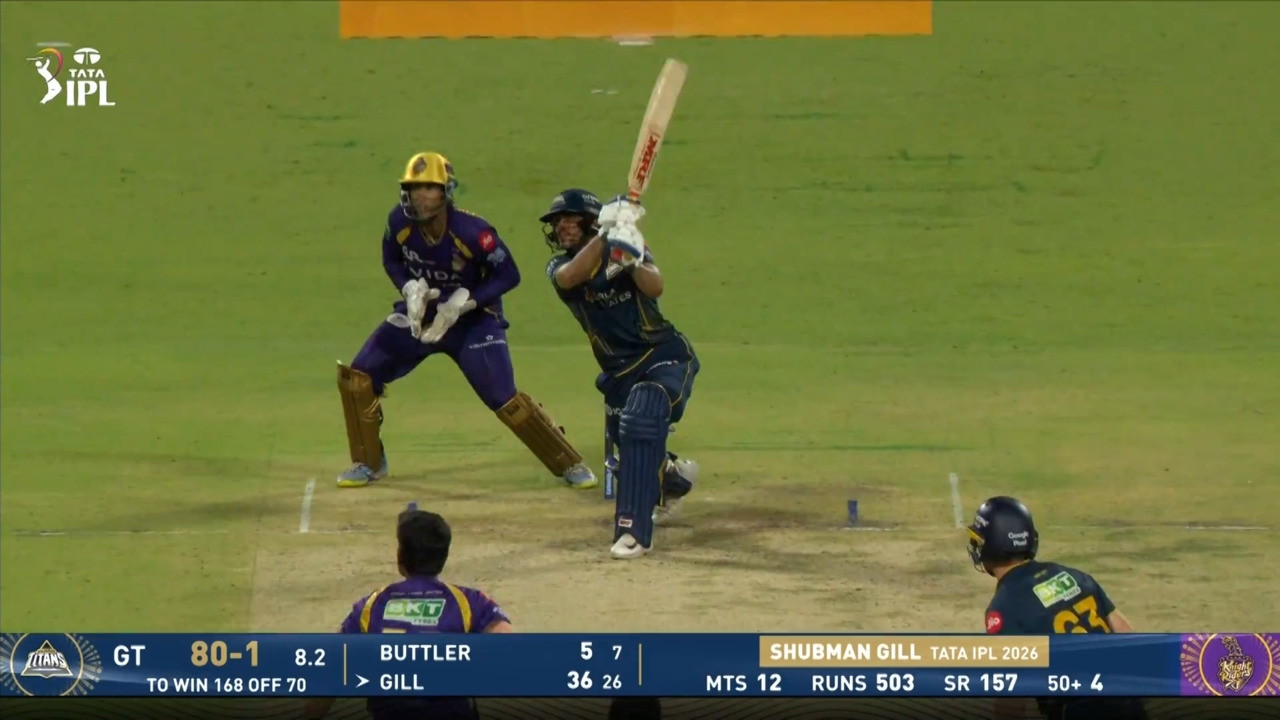 IPL 2026 M60: KKR vs GT - Shubman Gill Six background