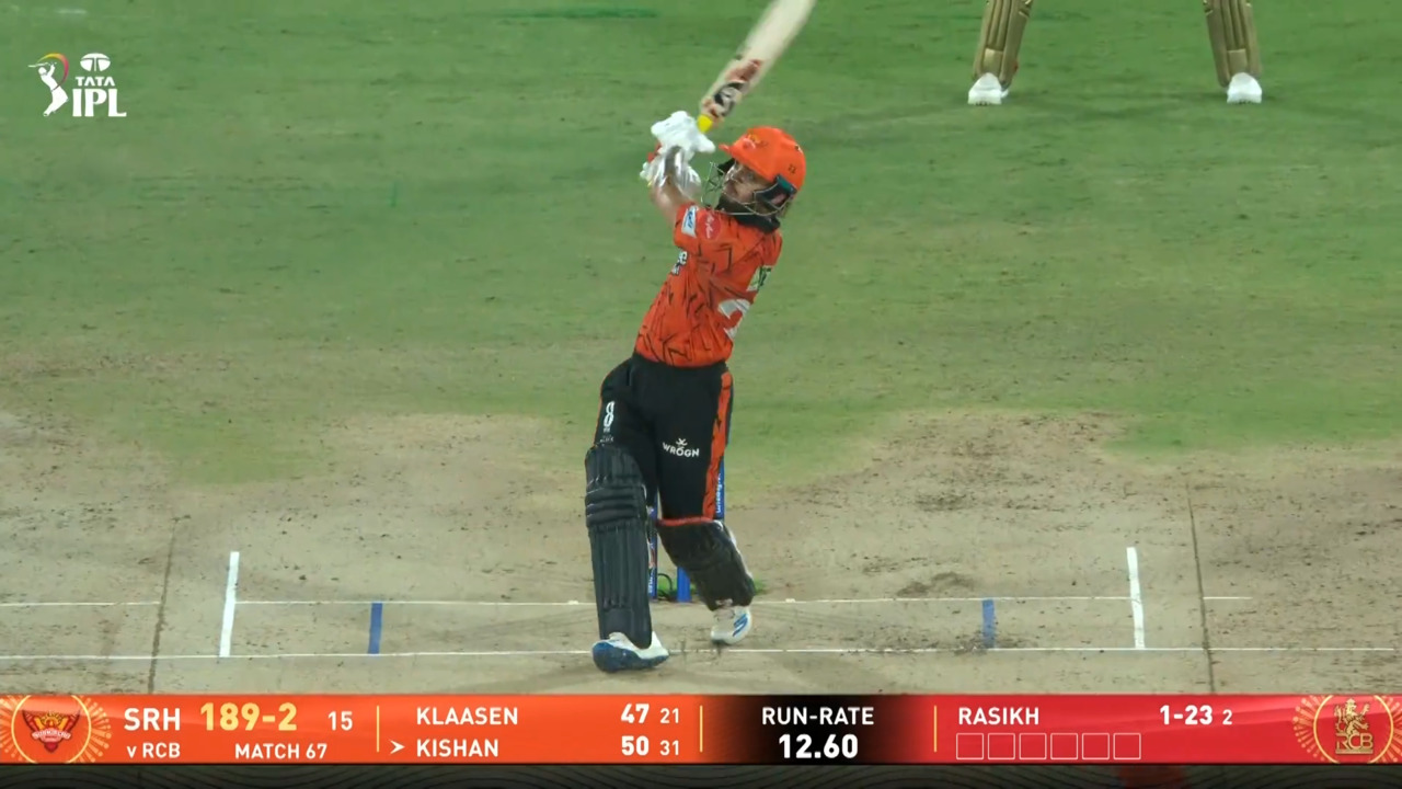 IPL 2026 M67: SRH vs RCB - Ishan Kishan Six background