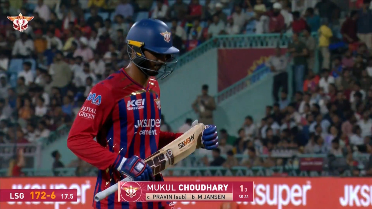 IPL 2026 M68: LSG vs PBKS - Mukul Choudhary Wicket background