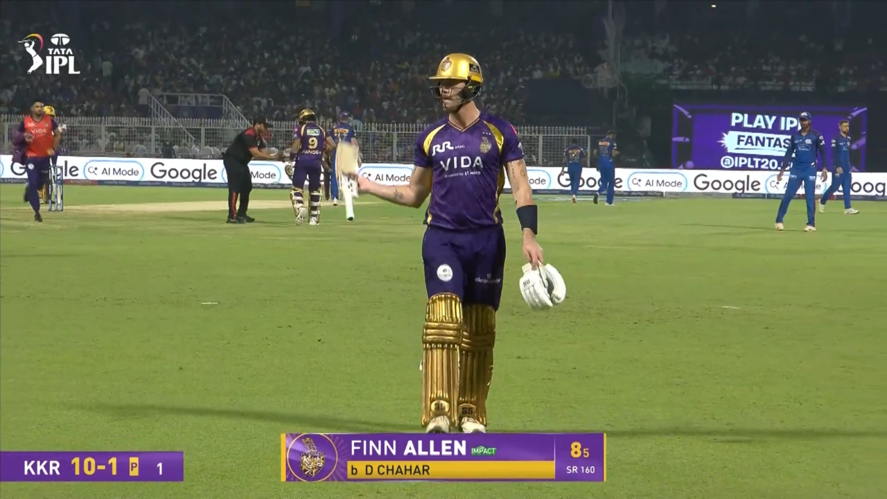 IPL 2026 M65: KKR vs MI - Finn Allen Wicket background