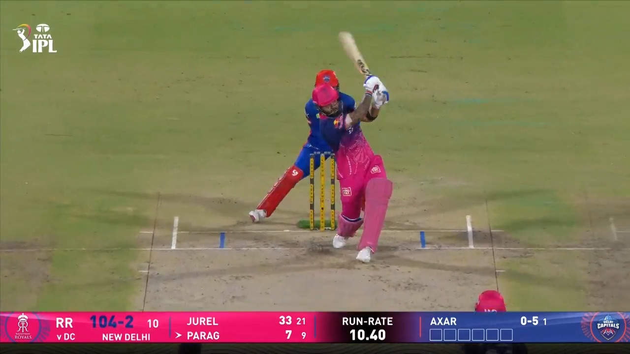 IPL 2026 M62: DC vs RR - Riyan Parag Six background