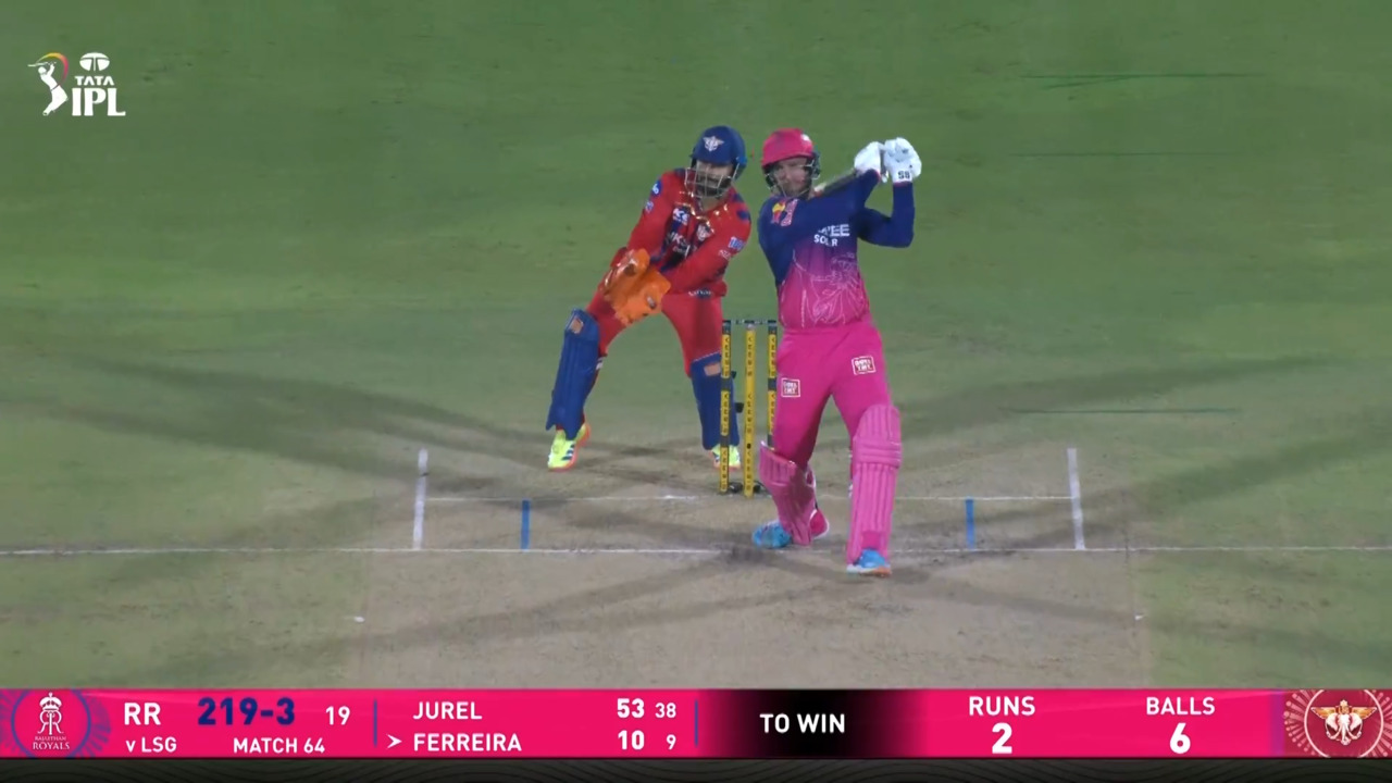 IPL 2026 M64: RR vs LSG - Donovan Ferreira Six background