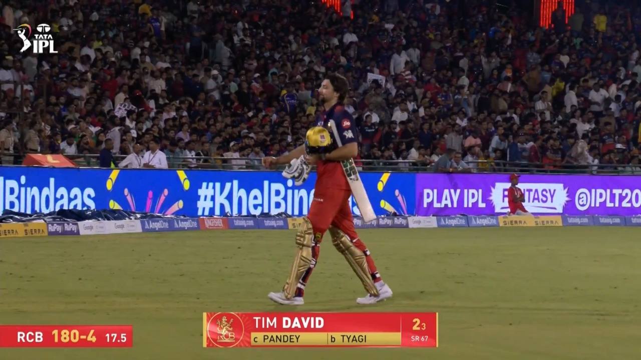 IPL 2026 M57: RCB vs KKR - Tim David Wicket background
