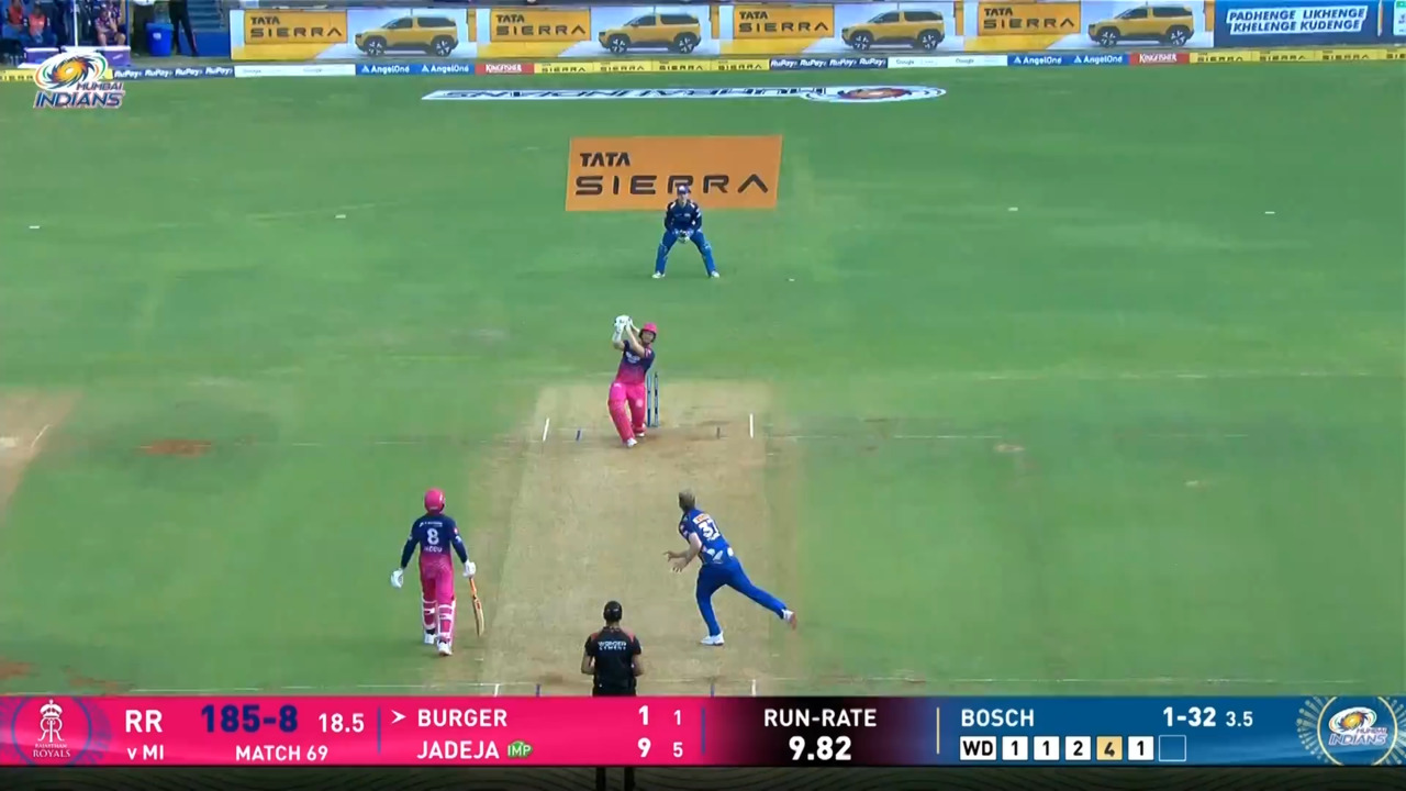IPL 2026 M69: MI vs RR - Nandre burger Six background