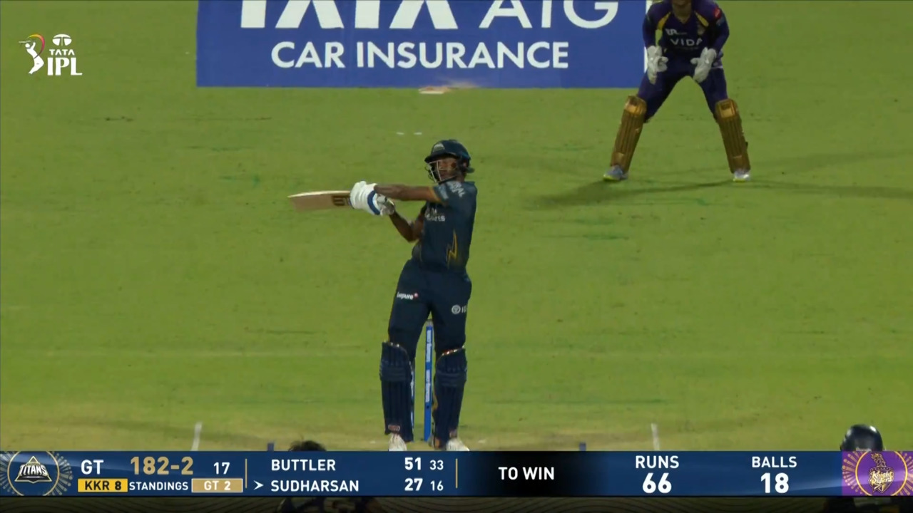 IPL 2026 M60: KKR vs GT - Sai Sudharsan Six background