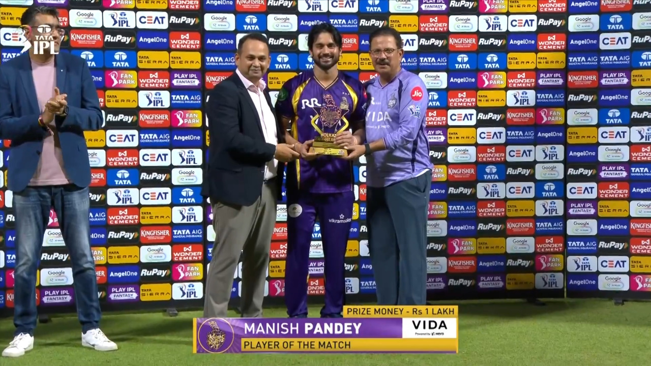 IPL 2026 M65: KKR vs MI - Player of the Match - Manish Pandey background