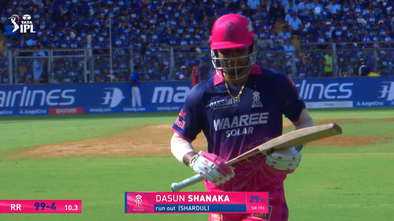 IPL 2026 M69: MI vs RR - Dasun Shanaka Wicket