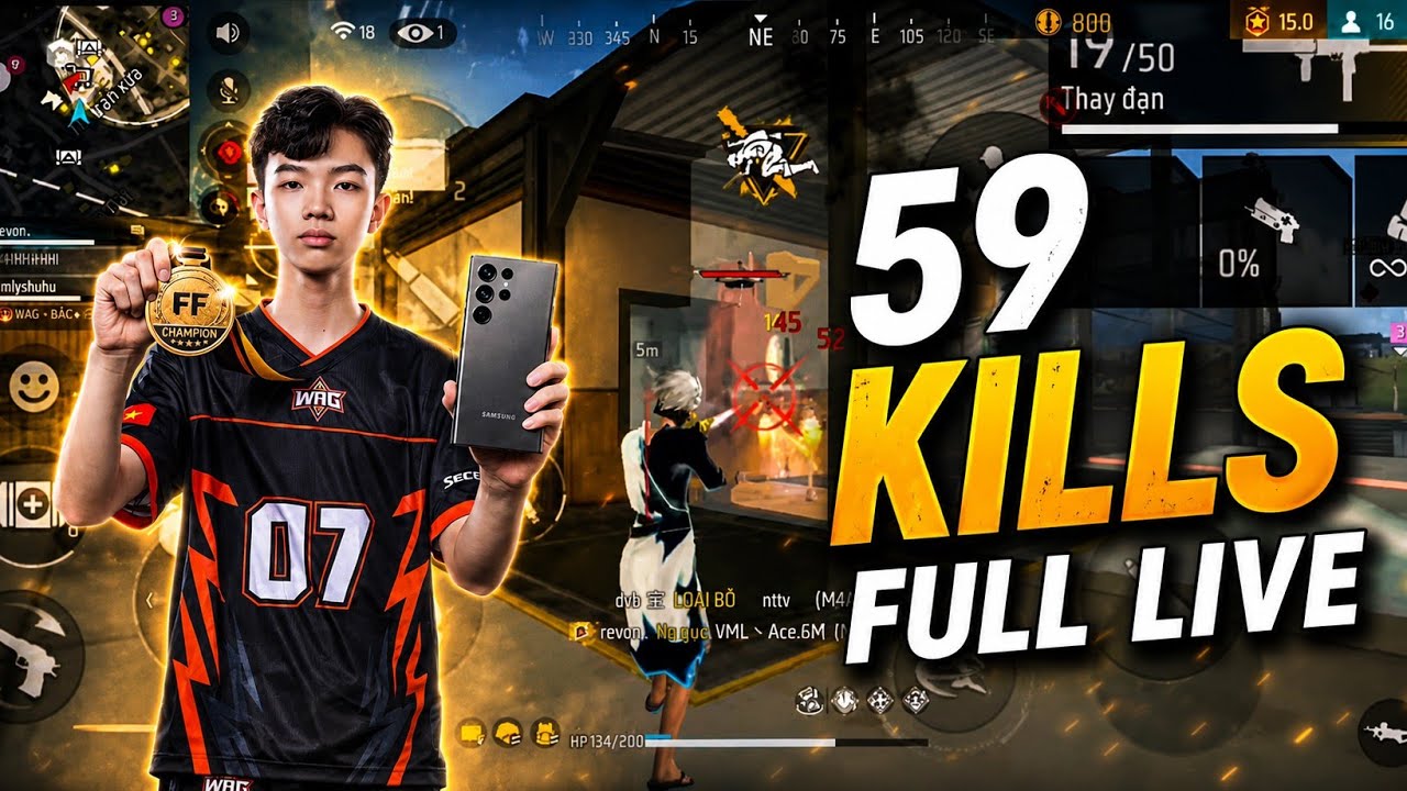 RUSHER WAG TQUY 59 KILLS FULL LIVE FREE FIRE RANKED NEW SEASON