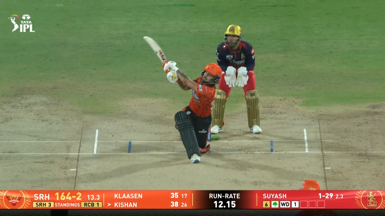 IPL 2026 M67: SRH vs RCB - Ishan Kishan Six