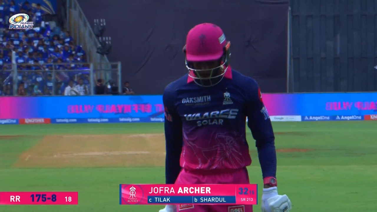 IPL 2026 M69: MI vs RR - Jofra Archer Wicket background