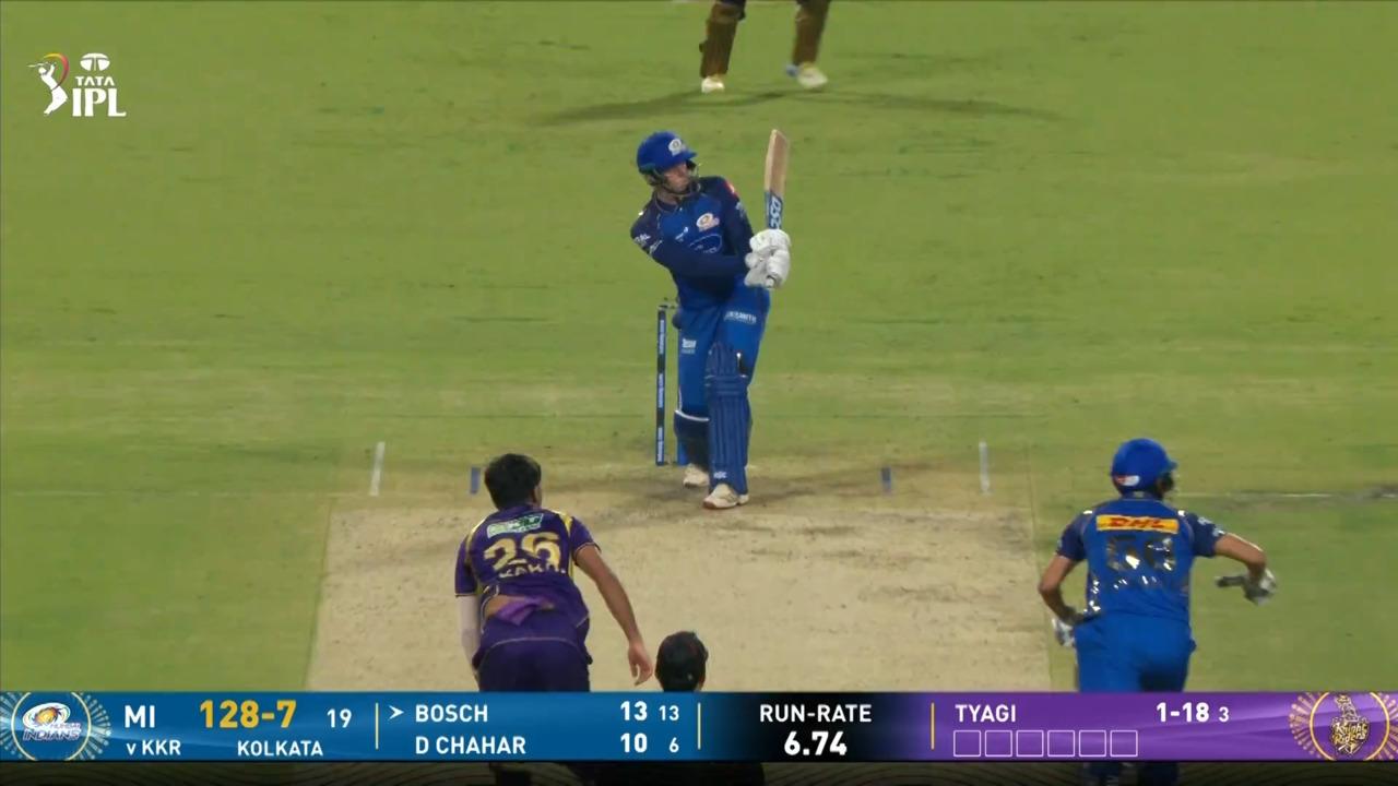 IPL 2026 M65: KKR vs MI - Corbin Bosch Six