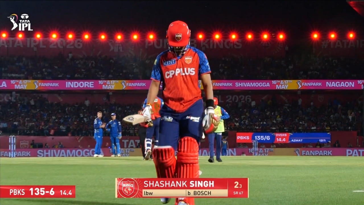 IPL 2026 M58: PBKS vs MI - Shashank Singh Wicket background