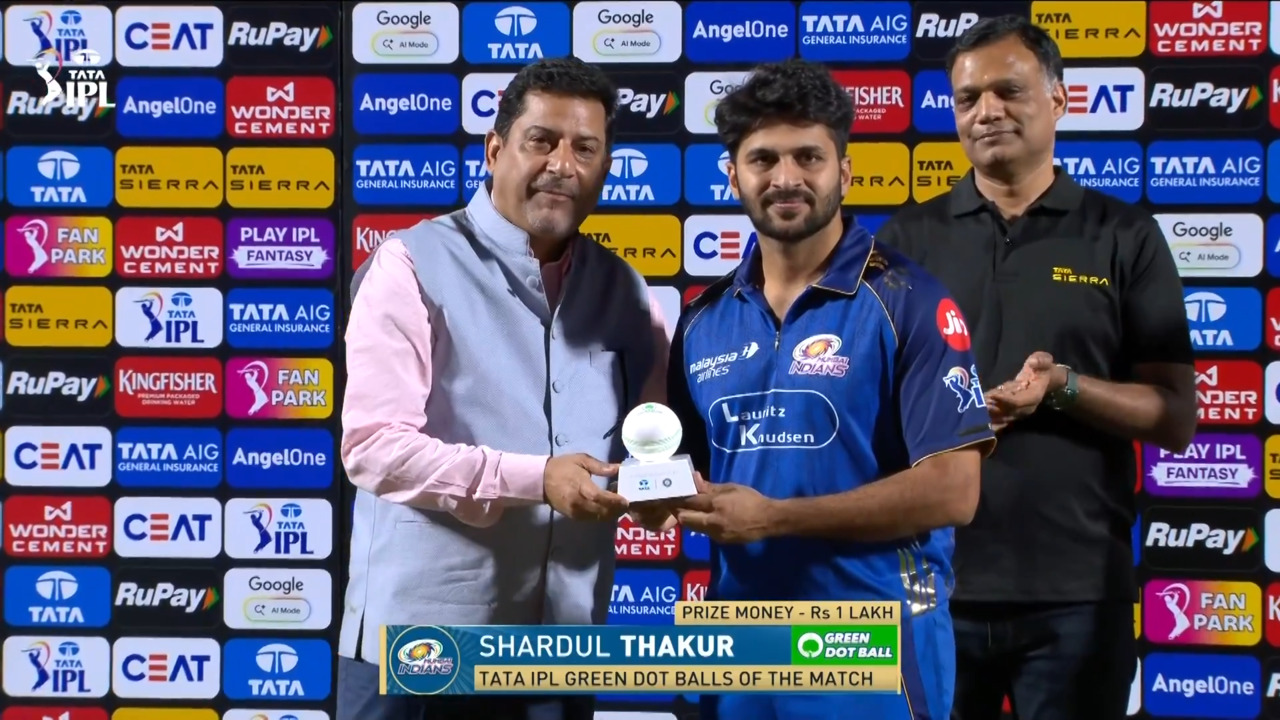 IPL 2026 M58: PBKS vs MI - TATA IPL Green Dot Balls of the Match - Shardul Thakur