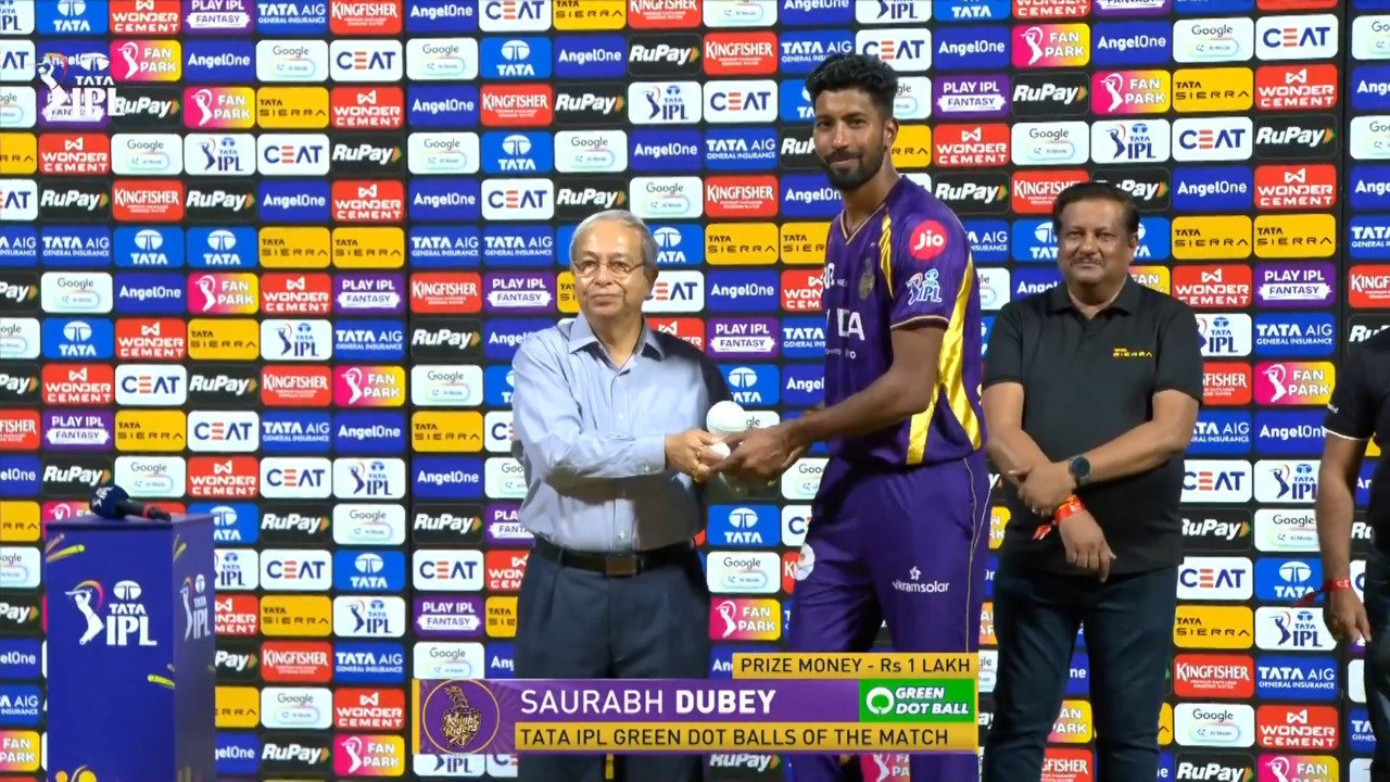 IPL 2026 M70: KKR vs DC - TATA IPL Green Dot Balls of the Match - Saurabh Dubey