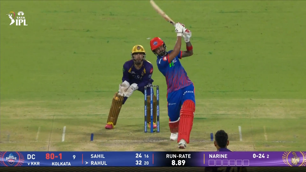 IPL 2026 M70: KKR vs DC - KL Rahul Six background