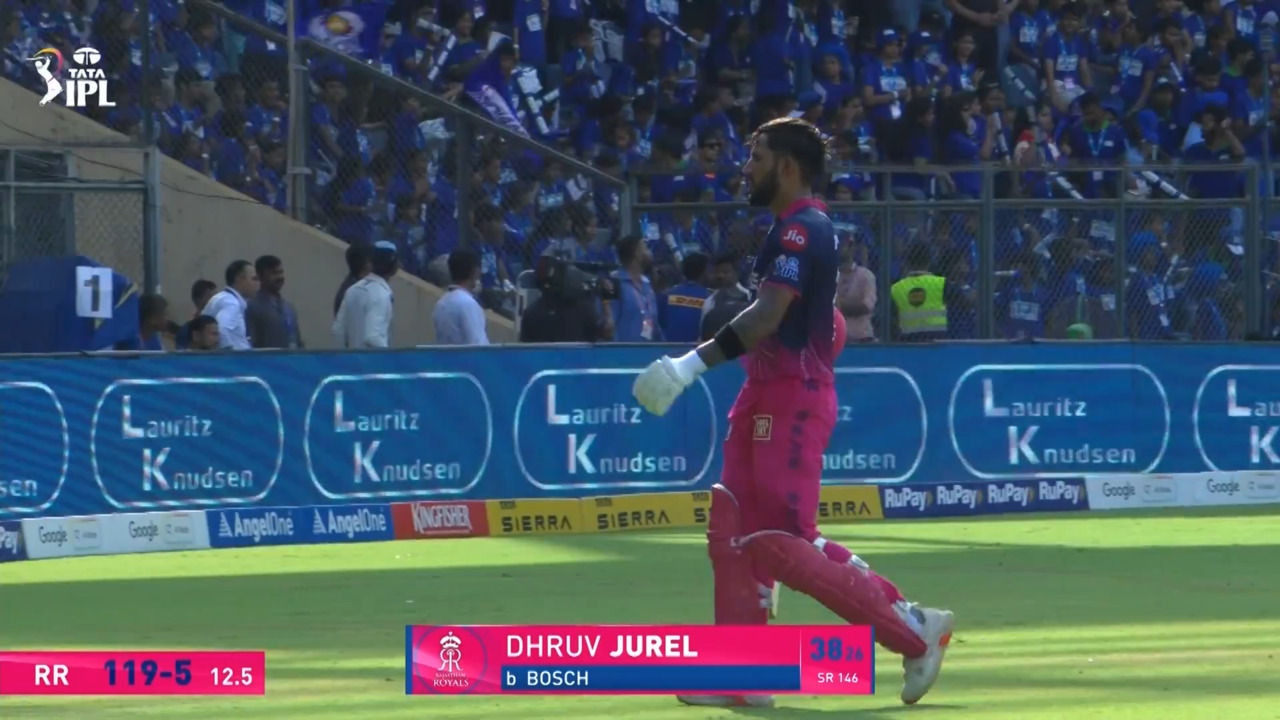 IPL 2026 M69: MI vs RR -Dhruv Jurel Wicket background