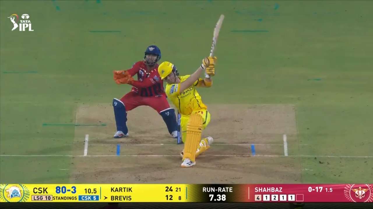 IPL 2026 M59: LSG vs CSK - Dewald Brevis Six background