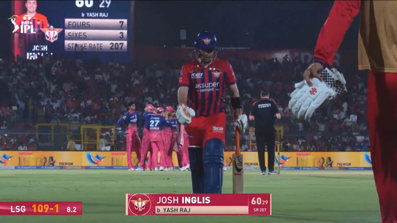 IPL 2026 M64: RR vs LSG - Josh Inglis Wicket