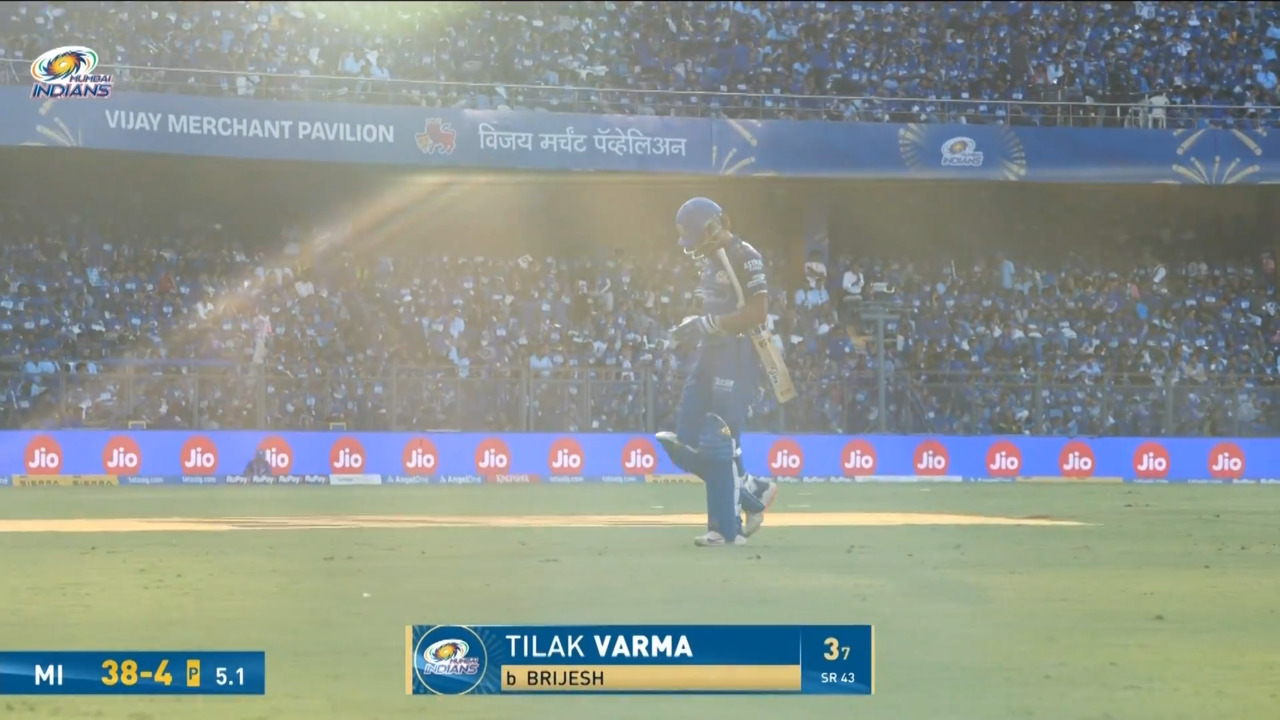 IPL 2026 M69: MI vs RR - Tilak Varma Wicket background