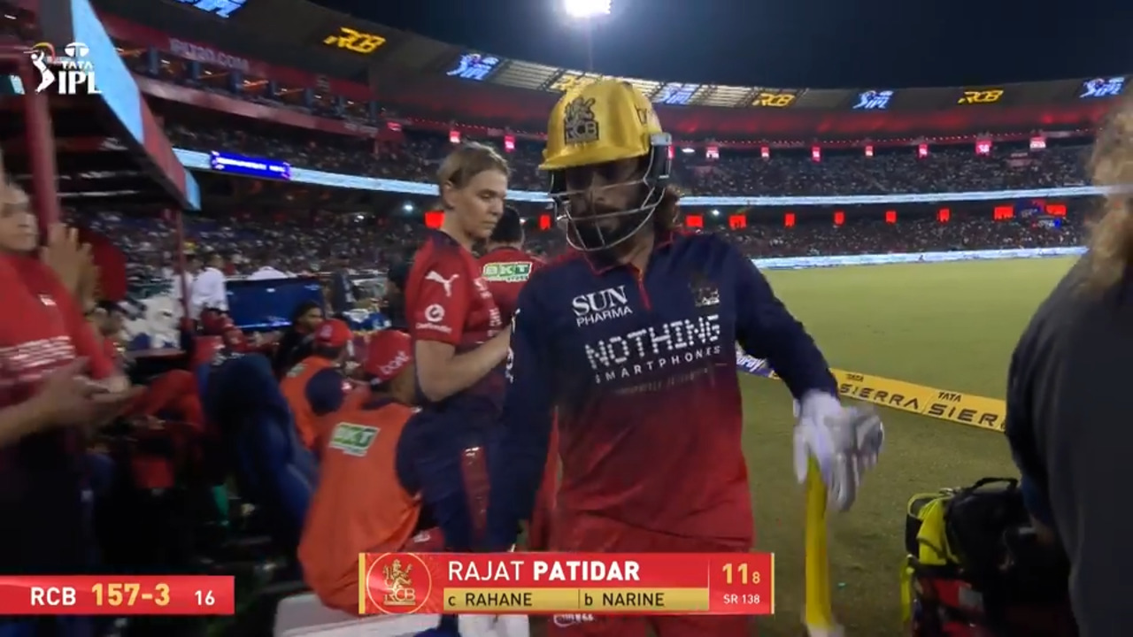 IPL 2026 M57: RCB vs KKR - Rajat Patidar Wicket