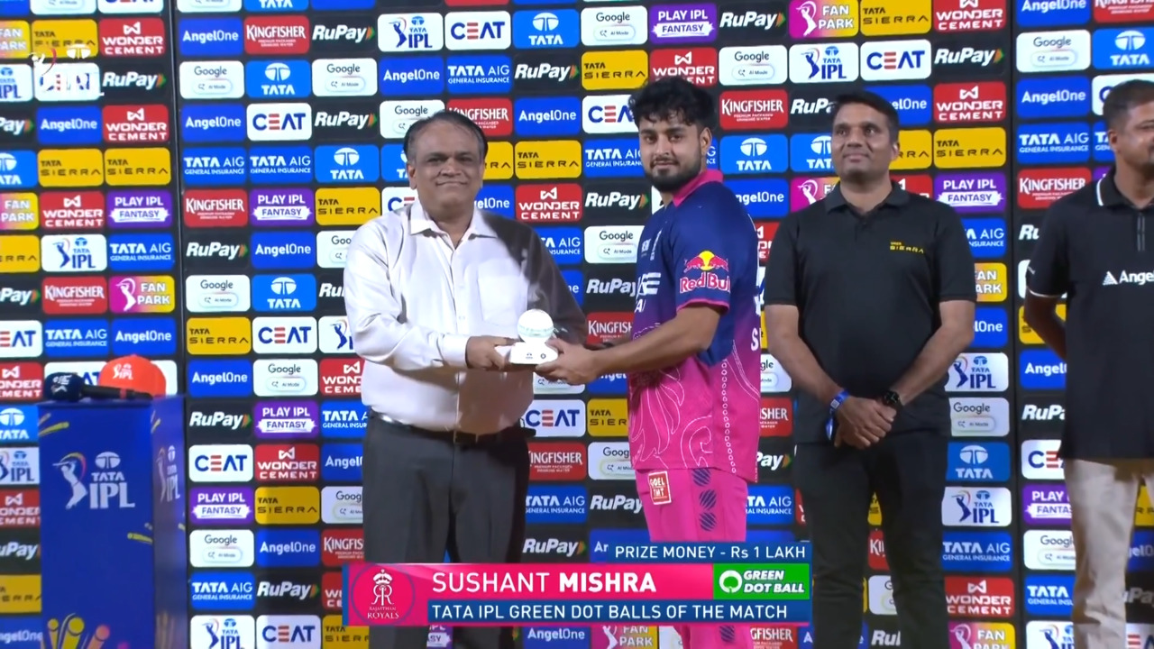 IPL 2026 M64: RR vs LSG - TATA IPL Green Dot Balls of the Match - Sushant Mishra