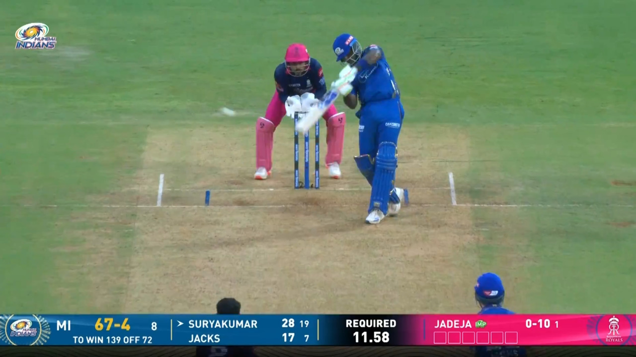 IPL 2026 M69: MI vs RR - Suryakumar Yadav Six background