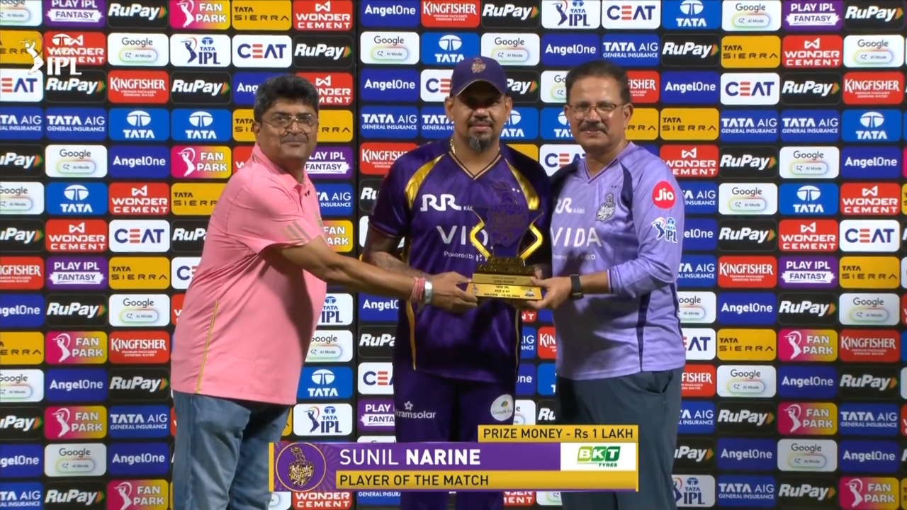 IPL 2026 M60: KKR vs GT - Player of the Match - Sunil Narine